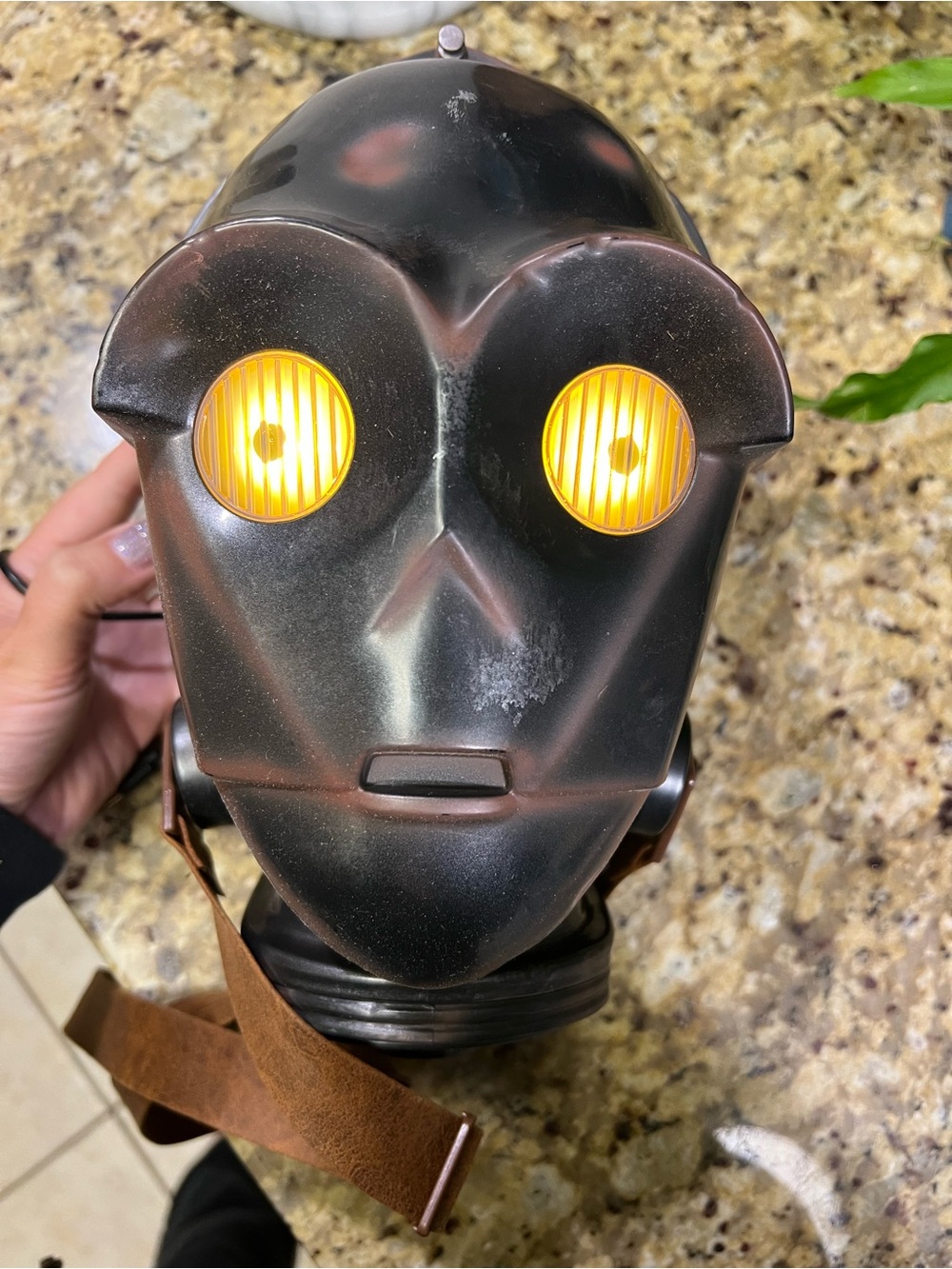Kids Black Steampunk-Style VR/AR Mask with Amber Lenses